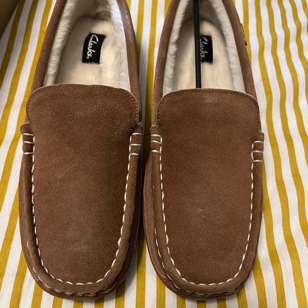 Clarks Men's Tan Suede Slip-On Loafers